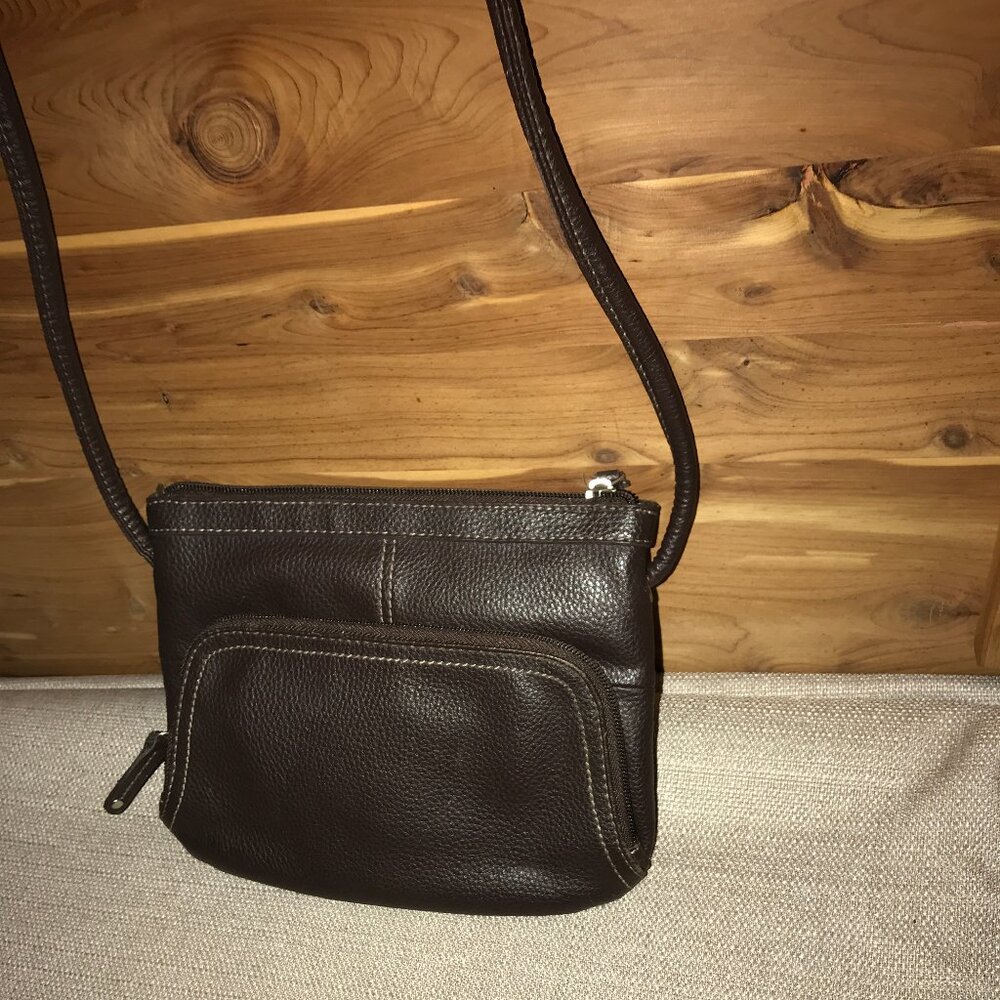 Small Brown Leather Tignanello Crossbody Bag